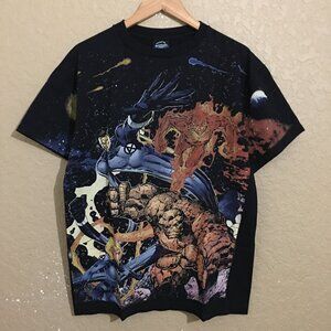 Fantastic Four Human Torch Ben Grimm Susan Storm Faded Black T-Shirt Large